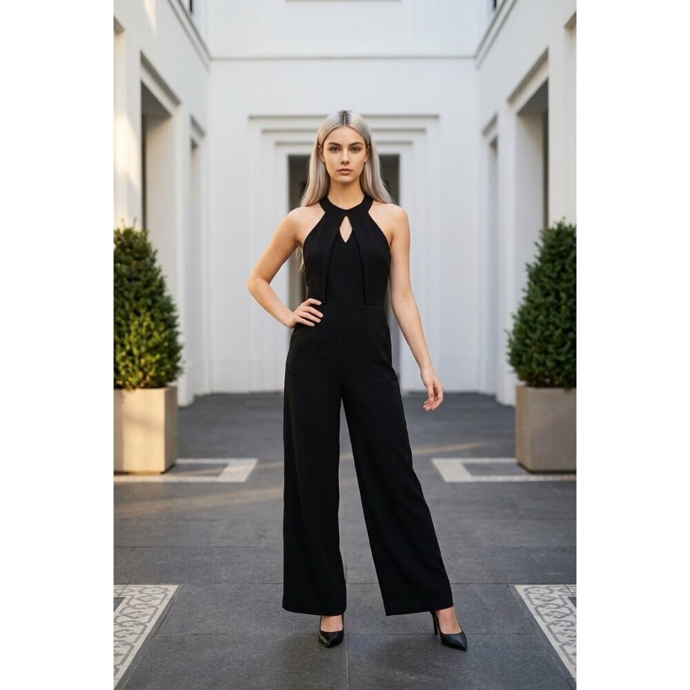 BCBGeneration‎ Jumpsuit Lace Black Wide Leg Halter Neck
